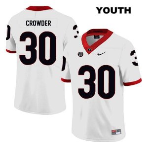Youth Georgia Bulldogs NCAA #30 Tae Crowder Nike Stitched White Legend Authentic College Football Jersey HVA2254TG